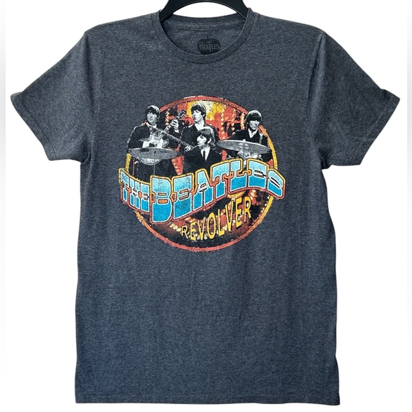 The Beatles Tops - The Beatles Revolver Heather Gray Unisex Distressed Graphic Tee Retro Y2K Size S
